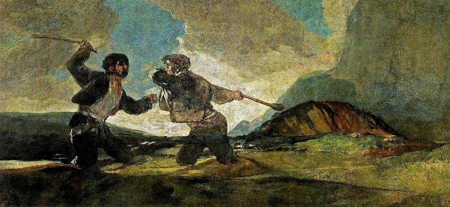 Francisco de Goya y Lucientes / Duel with Cudgels, 1820-1823, Spanish School. Painting by Francisco de Goya -1746-1828-