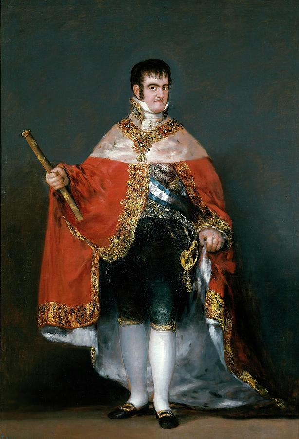 Francisco de Goya y Lucientes King Fernando VII with the Robes of State,1814-1815,Spanish School. Painting by Francisco de Goya -1746-1828-