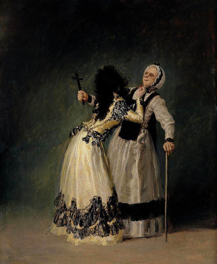 Portrait Painting - Francisco de Goya y Lucientes / The Duchess of Alba and her Duenna, 1795, Spanish School. by Francisco de Goya -1746-1828-