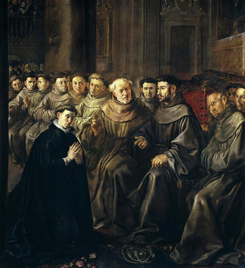 Francisco de Herrera el Viejo / San Buenaventura recibe el habito de San Francisco, 1628. Painting by Francisco Herrera the Elder -1576-1656-
