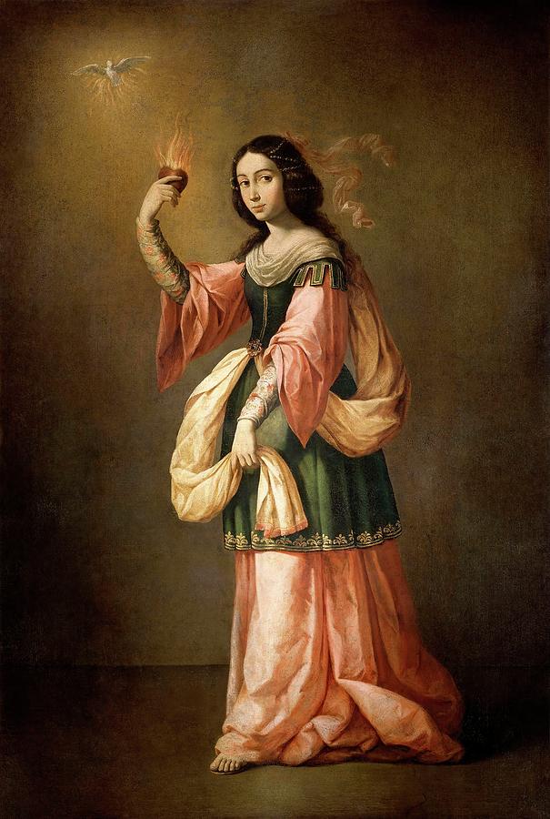 Francisco de Zurbaran / Allegory of Charity, ca. 1655, Spanish School. Painting by Francisco de Zurbaran -c 1598-1664-
