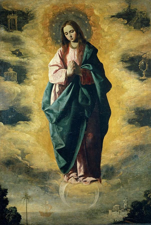 Francisco de Zurbaran / The Immaculate Conception, ca. 1630, Spanish School. Painting by Francisco de Zurbaran -c 1598-1664-