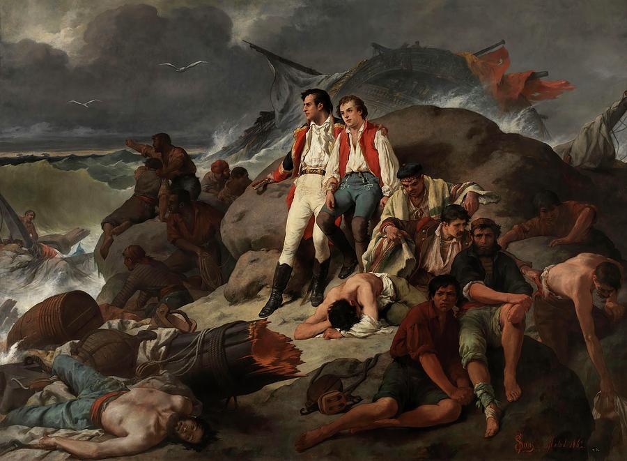 Francisco Sans Cabot / Episodio de Trafalgar, 1862, Spanish School. Painting by Francisco Sans Cabot -1828-1881-
