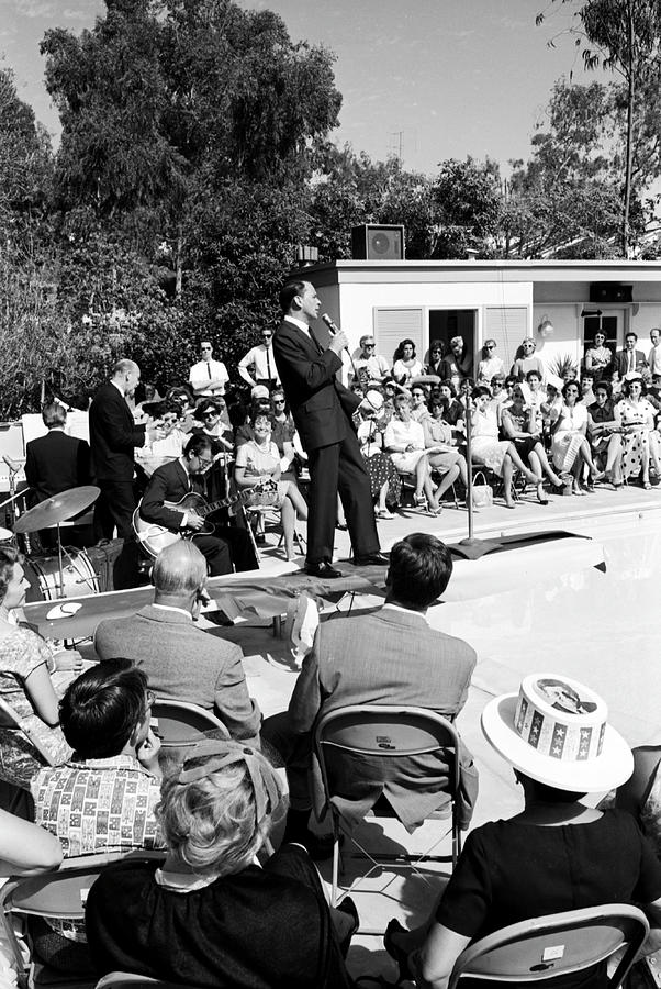 Frank Sinatra Singing at Pool Photograph by Ralph Crane