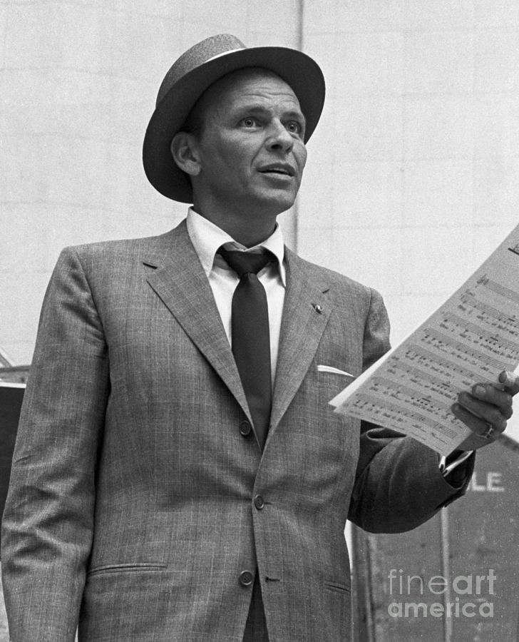 Frank Sinatra Singing Holding Sheet Photograph by Bettmann