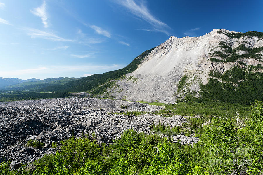 Nature Photograph - Frank Slide Mountain Landslide Alberta by Kevin Miller