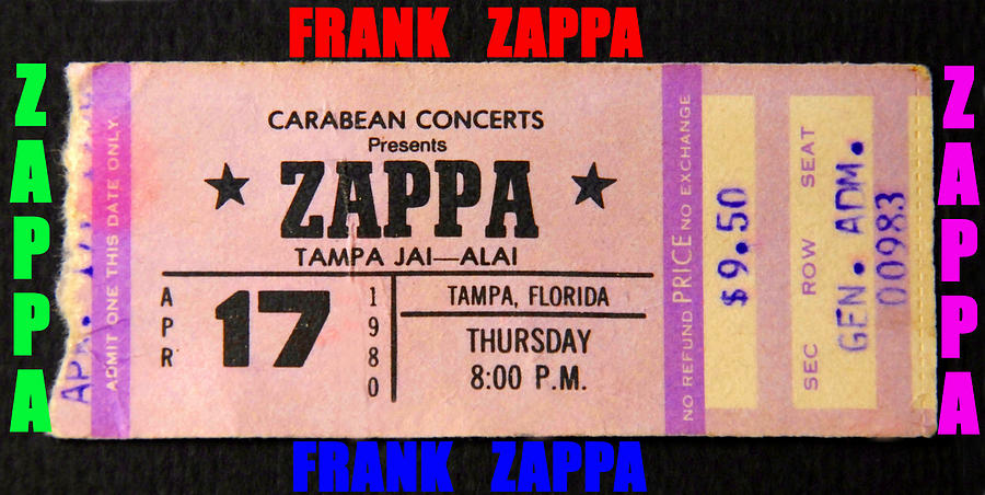 Rock And Roll Photograph - Frank Zappa 1980 concert ticket by David Lee Thompson