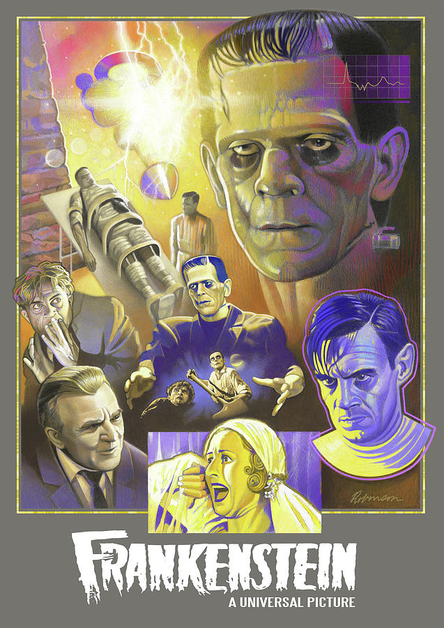 Frankenstein Tribute Poster Pastel by D Robinson - Fine Art America