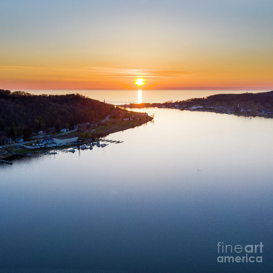 Frankfort Aerial Sunset Square Photograph