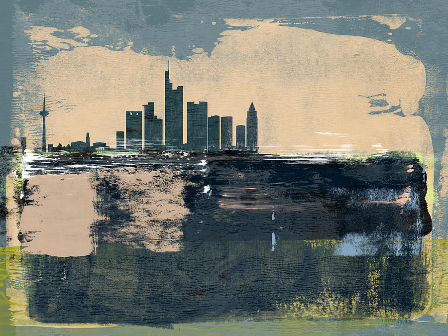 Frankfurt Abstract Skyline II Mixed Media by Naxart Studio
