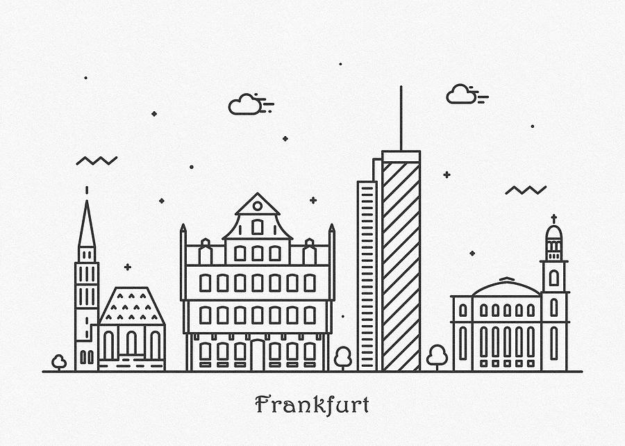 Memento Movie Drawing - Frankfurt Cityscape Travel Poster by Inspirowl Design