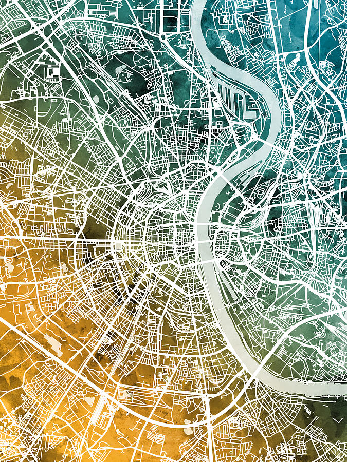 Frankfurt Digital Art - Frankfurt Germany City Map by Michael Tompsett