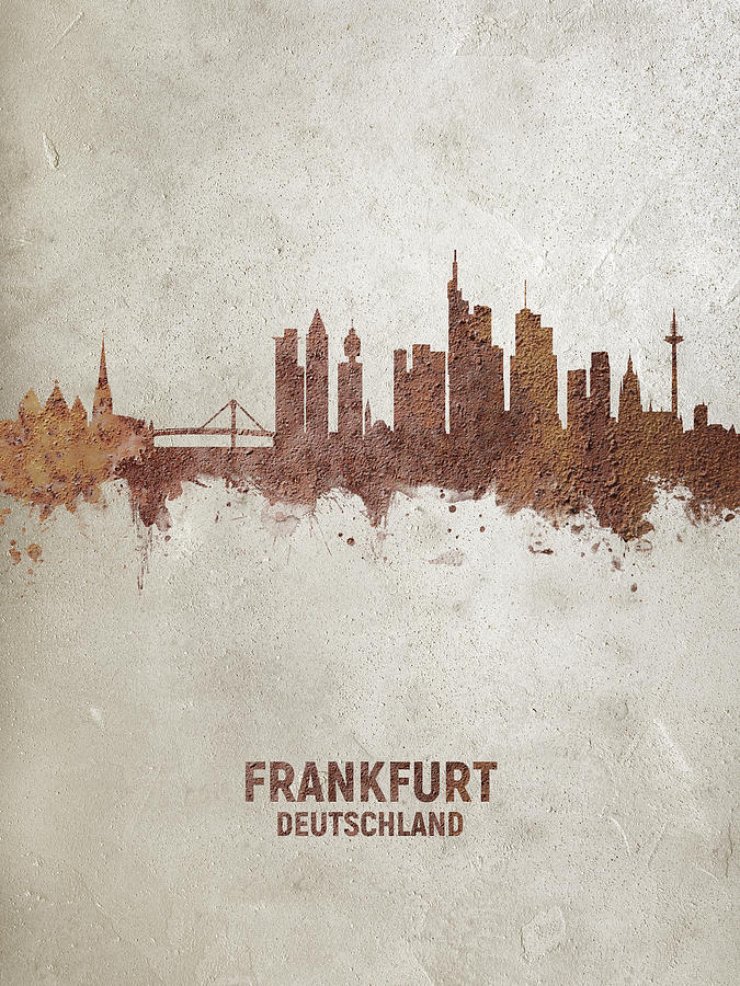 Frankfurt Germany Rust Skyline Digital Art by Michael Tompsett