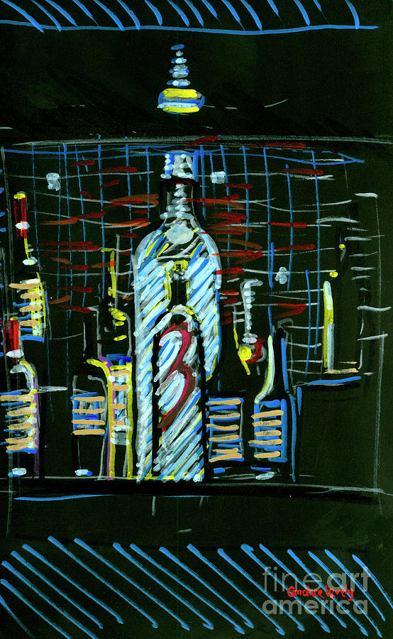 Frankie Bones Bar Bottles Painting by Candace Lovely