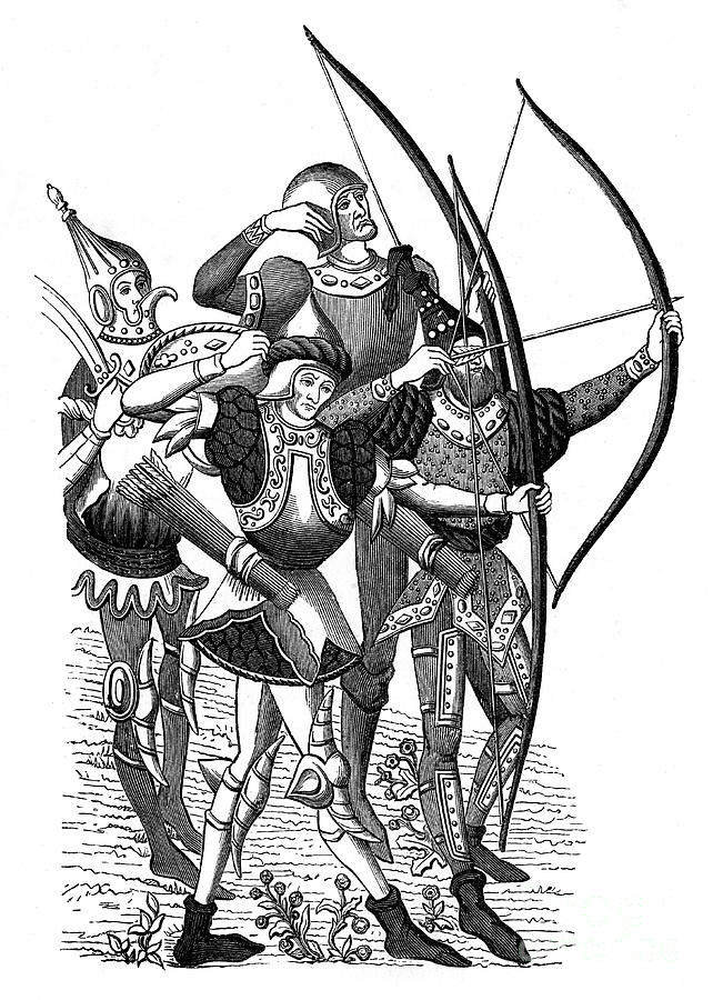 Frankish Archers, 15th Century, 1870 Drawing by Print Collector