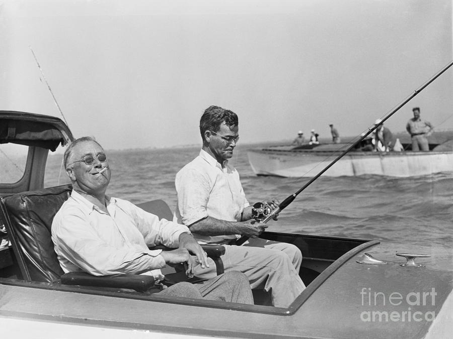 Franklin D. Roosevelt Fishing Photograph by Bettmann