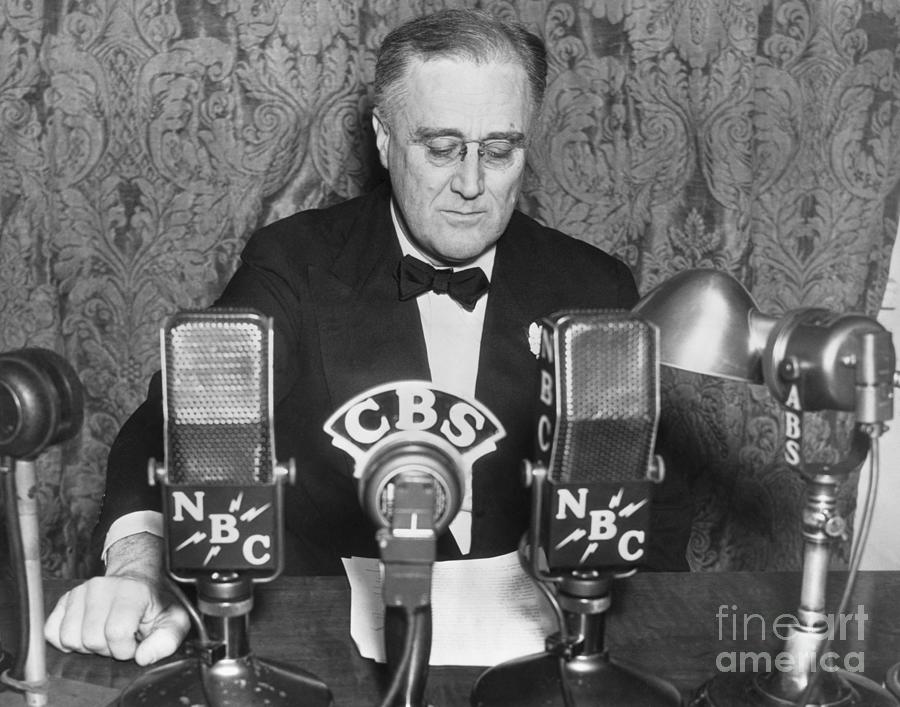 Franklin D. Roosevelt Giving Radio Photograph by Bettmann