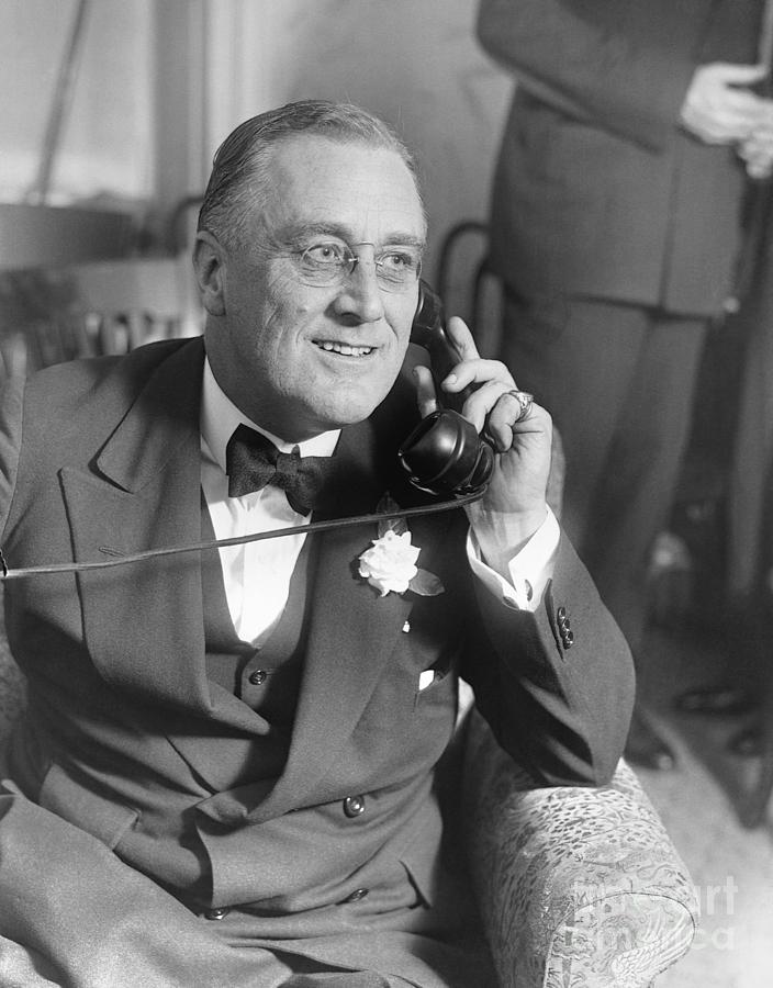 Franklin Delano Roosevelt On Telephone Photograph by Bettmann