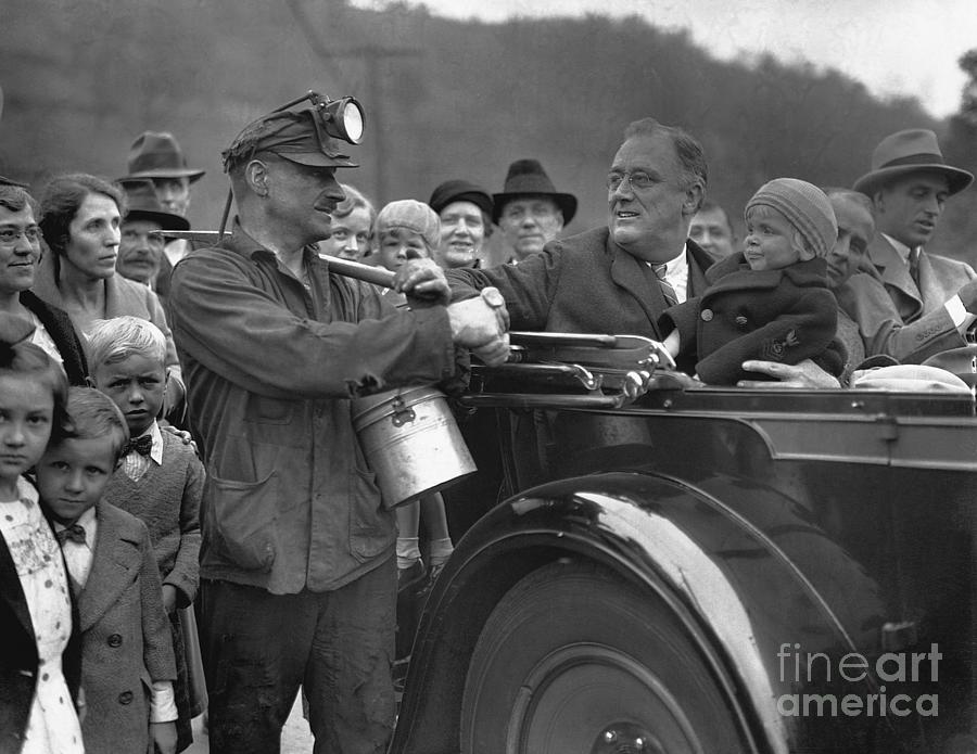 Franklin Delano Roosevelt Shakes Hands Photograph by Bettmann