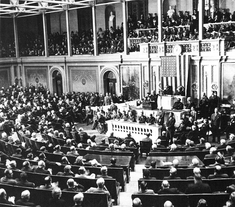 Franklin Roosevelt Asks Congress To Declare War On Japan Photograph by ...