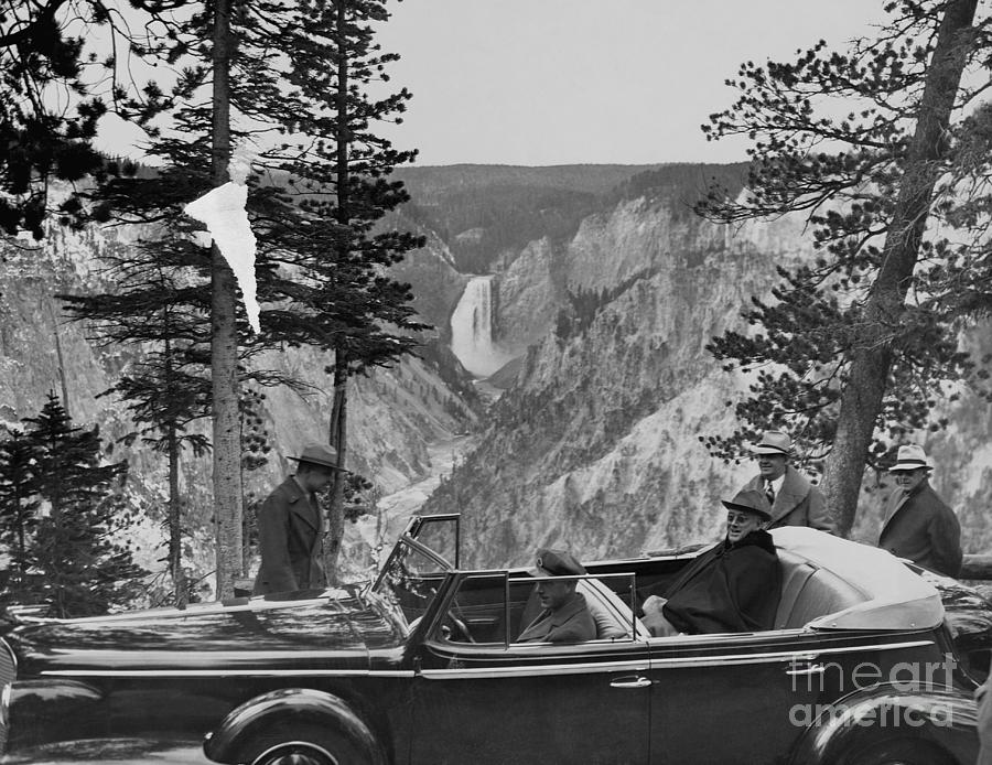 Franklin Roosevelt Visiting Yellowstone Photograph by Bettmann