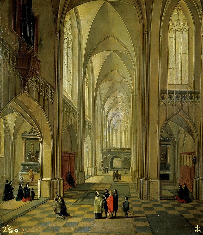 Frans Francken III, Louis Neefs / Interior of a Church, 1646, Flemish School. Painting by Frans Francken III -1607-1667- Louis Neefs -17th cent - Frans Francken III, Louis Neefs / Interior of a Church, 1646, Flemish School. Painting by Frans Francken III -1607-1667- Louis Neefs -17th cent -