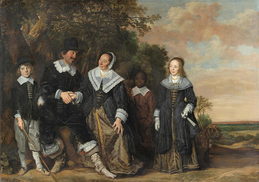 Frans Hals -Antwerp, 1582/83-Haarlem, 1666-. Family Group in a Landscape -1645 - 1648-. Oil on c... Painting by Frans Hals -c 1580-1666-
