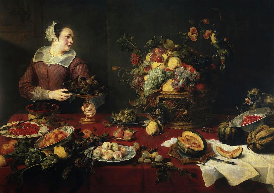 Frans Snyders / The Fruit Girl, ca. 1633, Flemish School, Oil on canvas, 153 cm x 214 cm, P01757. Painting by Frans Snyders -1579-1657-