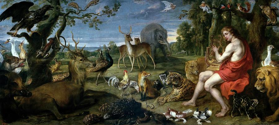 Frans Snyders, Theodoor van Thulden Orpheus and the Animals, Middle 17th century, Flemish School. Painting by Frans Snyders -1579-1657- Theodoor van Thulden -1606-1669-