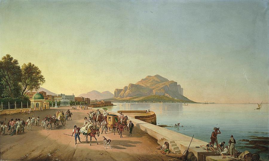 Nature Painting - Franz Ludwig Catel Spaziergang in Palermo by Celestial Images