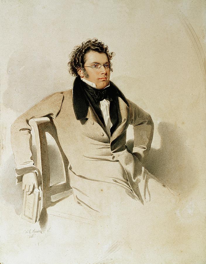 Franz Schubert -1797-1828- Watercolour 1825. Painting by Wilhelm August Rieder