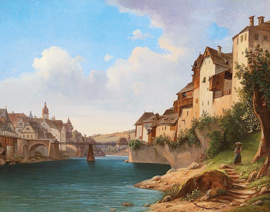 Nature Painting - Franz Wipplinger Vienna C. 1805-1847 Waidhofen Ybbs View Of Waidhofen An Der Ybbs, by Franz Wipplinger Nature Painting - Franz Wipplinger Vienna C. 1805-1847 Waidhofen Ybbs View Of Waidhofen An Der Ybbs, by Franz Wipplinger