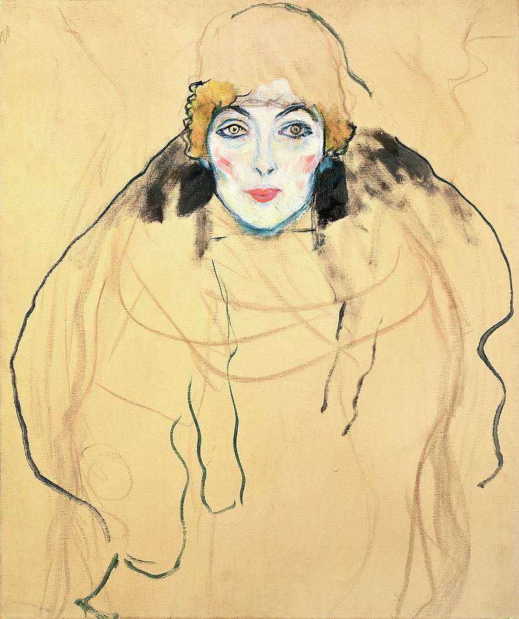 Frauenkopf-Female head,1917 / 18 67 x 56 cm. Painting by Gustav Klimt -1862-1918-
