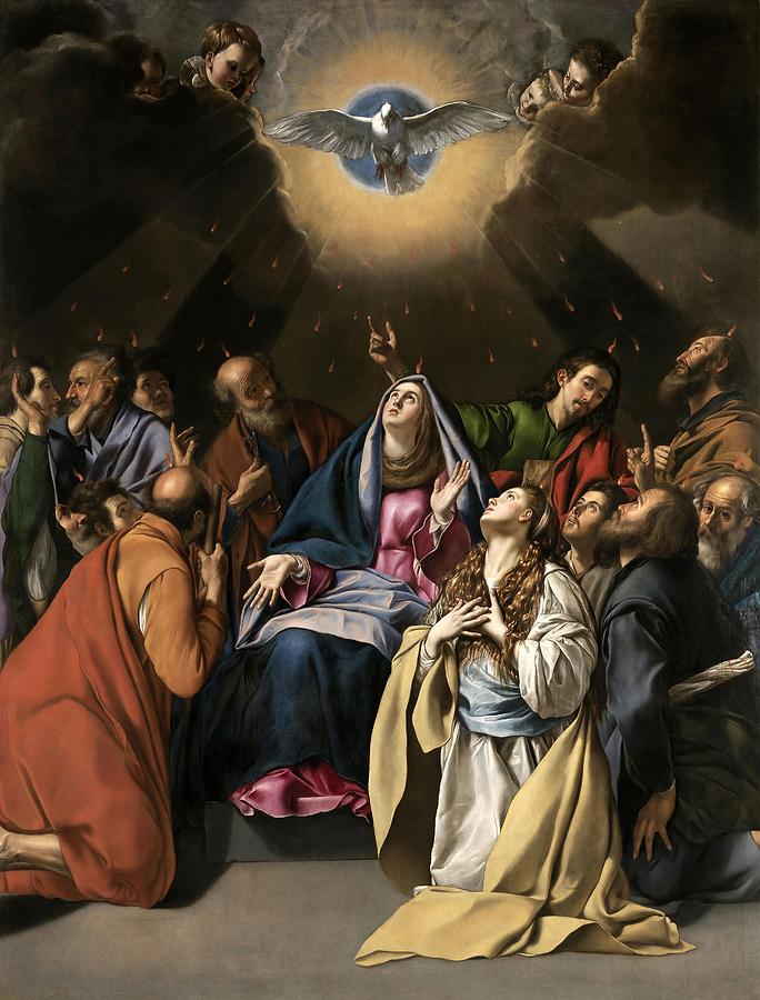 Fray Juan Bautista Maino / Pentecost, 1615-1620, Spanish School, Oil on canvas, 324 cm x 246 cm. Painting by Juan Bautista Maino -1569-1649-