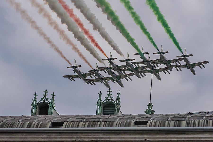 Frecce Tricolori over Udine Three Photograph by Wolfgang Stocker