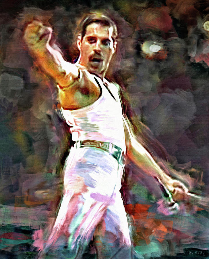 Freddie at Live Aid Mixed Media by Mal Bray