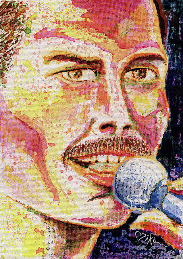 Freddie Mercury Portrait Painting by Miko Arts