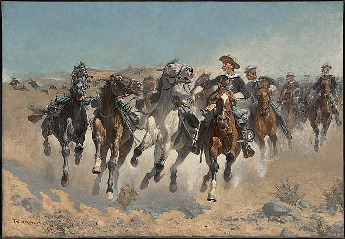 Vintage Painting - Frederic Remington American, 1861-1909 The Fourth Troopers Moving The Led Horses 1890 by Celestial Images