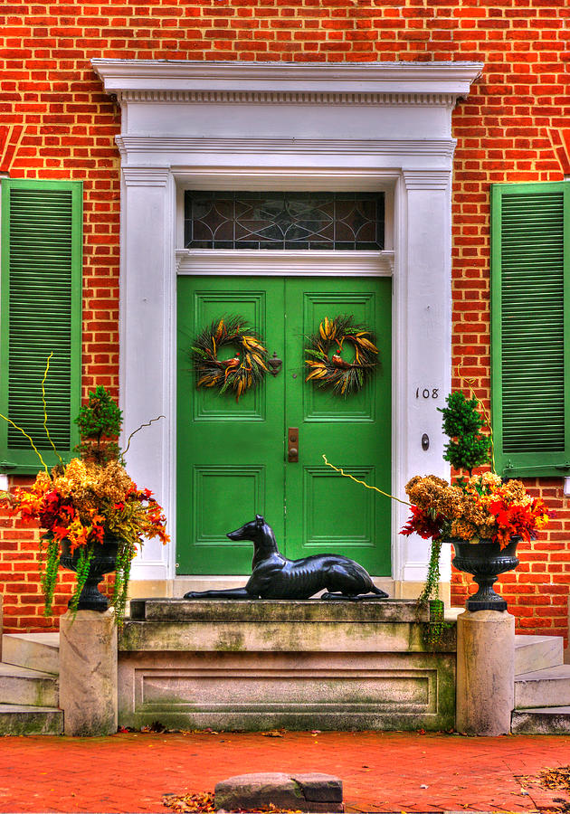 Frederick Maryland Historic District Series -  Guess  the Iron Dog Statue - West Church Street Photograph by Michael Mazaika