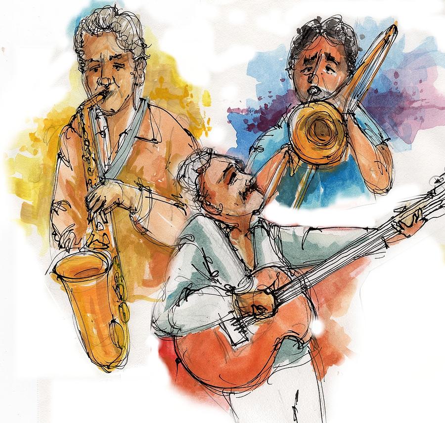 Free Halifax Jazz Concert Drawing by William OBrien
