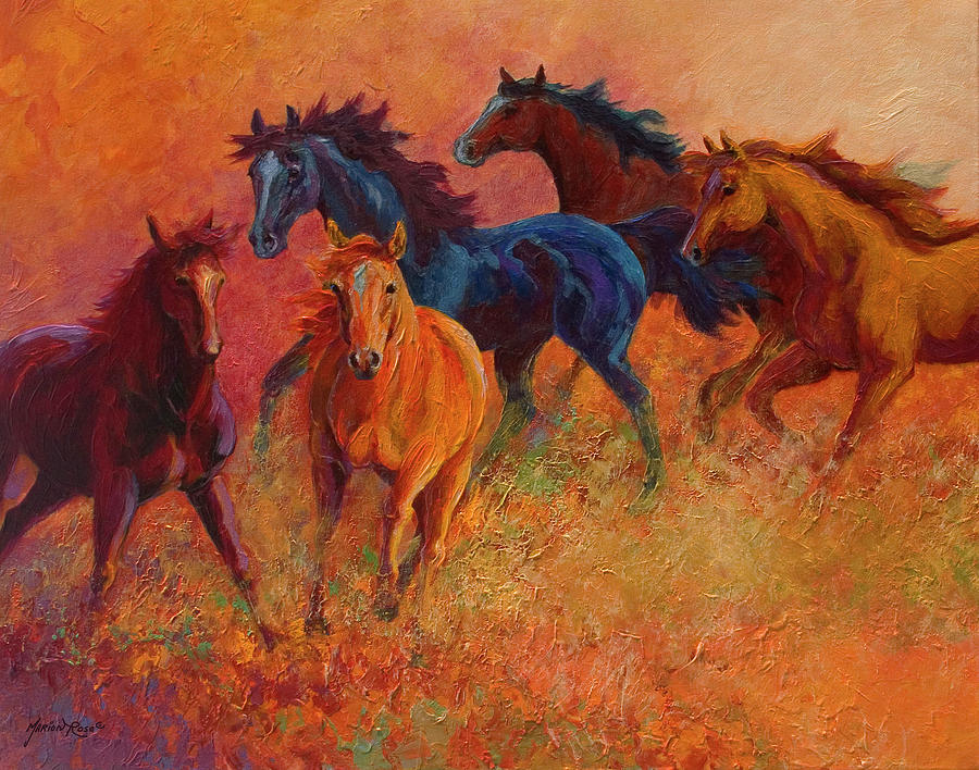 Animal Painting - Free Range Horses by Marion Rose