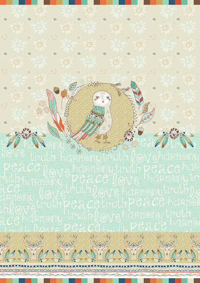Bird Digital Art - Free Spirit Peace And Harmony Owl by Gal Designs