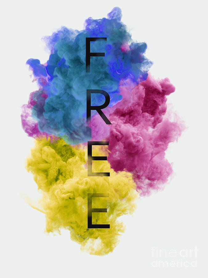 Free Text On Explosion Of Smoke And Colors Digital Art