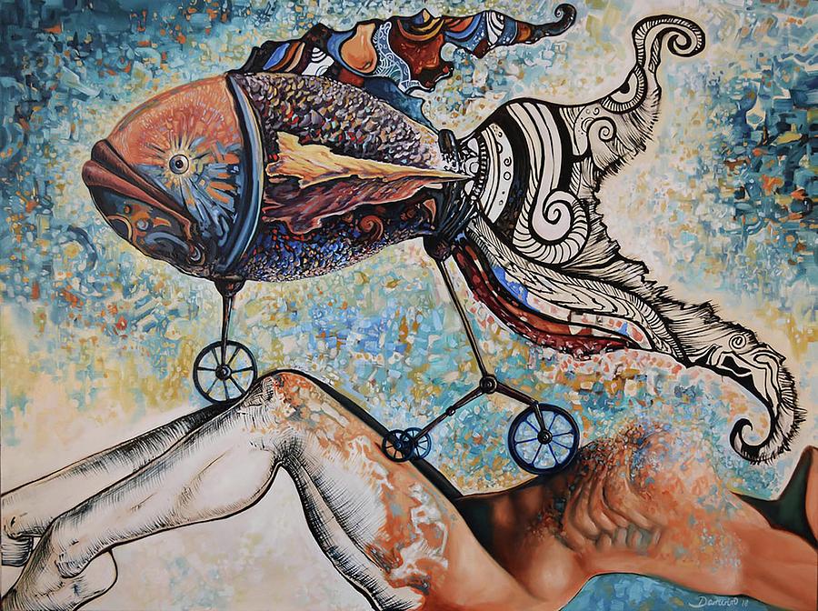 Surrealism Painting - Freedom and Consciousness great honeymoon by Darwin Leon Surrealism Painting - Freedom and Consciousness great honeymoon by Darwin Leon