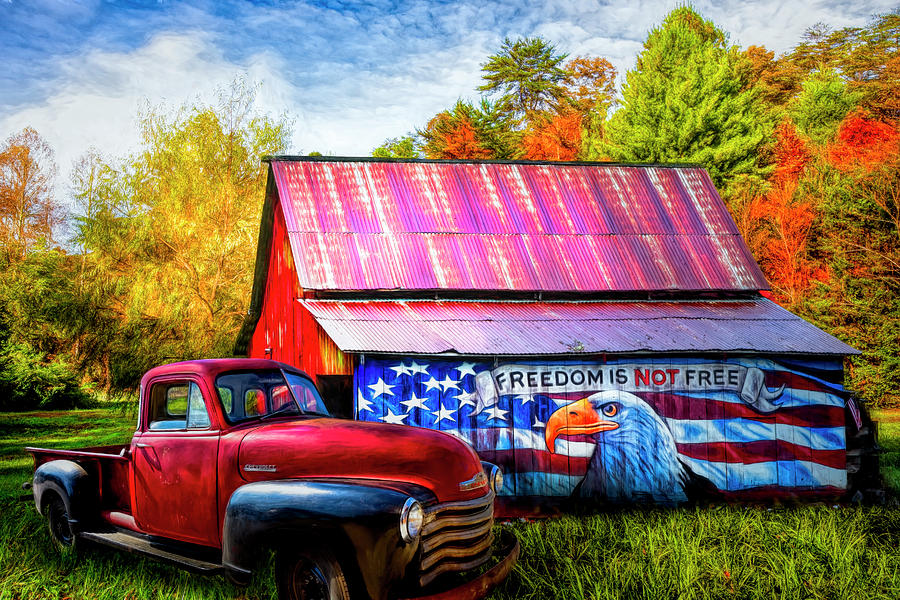 Freedom is not Free Barn and Truck Photograph by Debra and Dave Vanderlaan