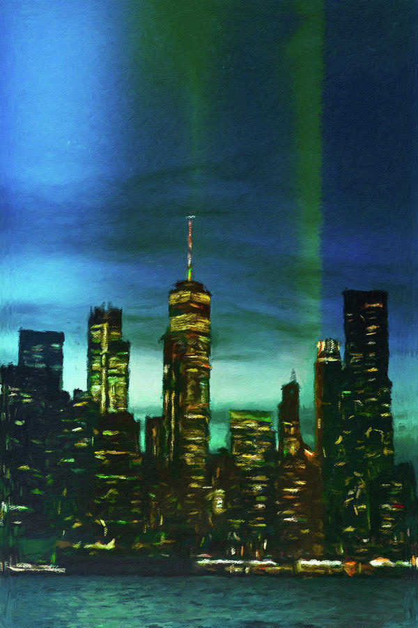 Freedom Tower Skyline Mixed Media by Susan Maxwell Schmidt