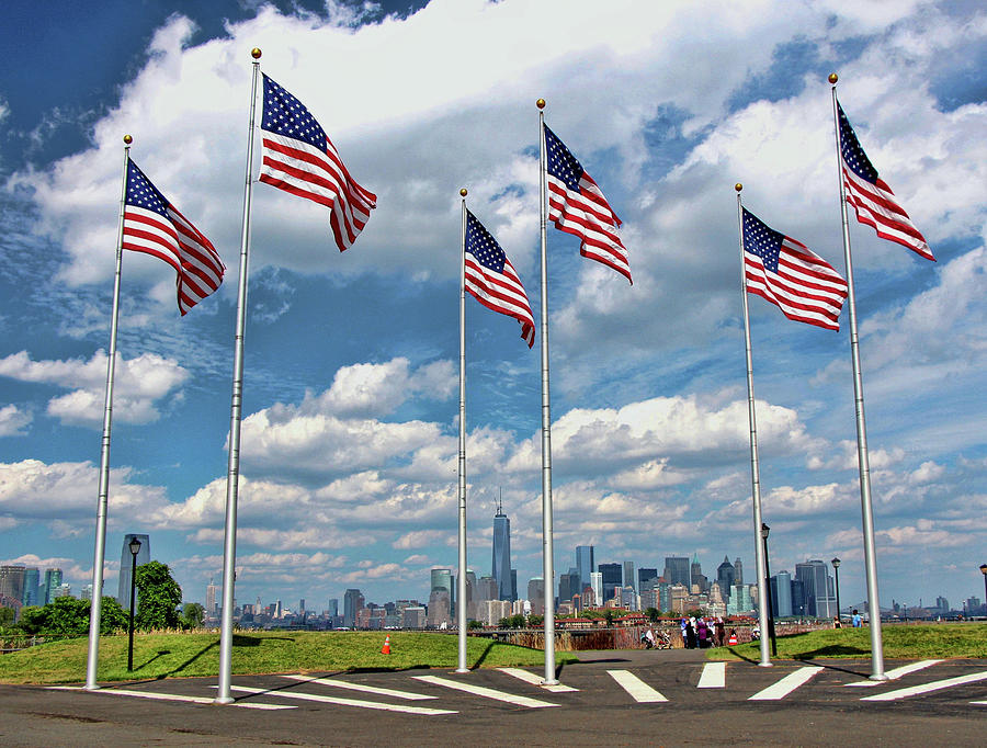 Freedom Tower Through the American Flags Photograph by Allen Beatty
