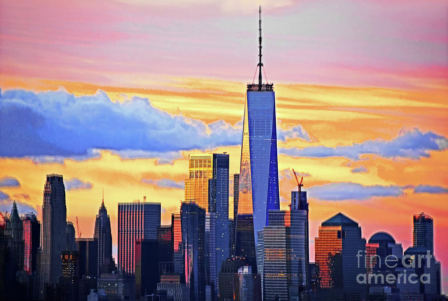 Freedom Tower Painted Sunrise Photograph by Regina Geoghan