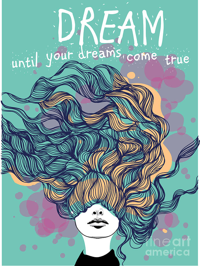 Freehand Vector Drawing - Dreaming Girl Digital Art by Alisa Franz ...