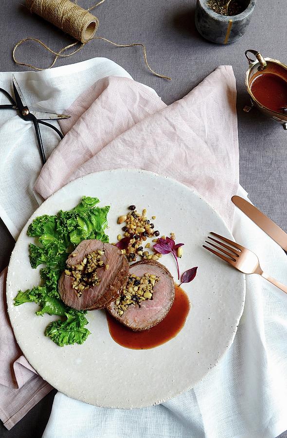 Fall Photograph - Freekeh-stuffed Fillet Of Beef With Red Wine Jus by Great Stock!
